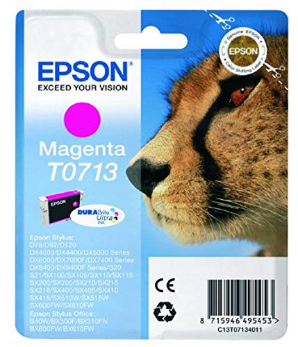 Epson T0713 - 5.5 ml - magenta - original - ink cartridge - for Stylus DX9400, SX115, SX210, SX215, SX218, SX415, SX515, SX610, Stylus Office BX310, BX610