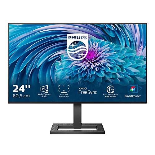 Philips E-line 242E2FA - LED monitor - 24" (23.8" viewable) - 1920 x 1080 Full HD (1080p) @ 75 Hz - IPS - 300 cd/m? - 1000:1 - 1 ms - HDMI, VGA, DisplayPort - speakers - textured black