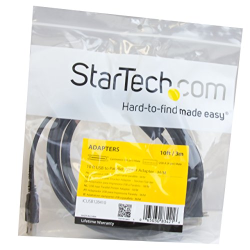 StarTech.com 10 ft USB to Parallel Printer Adapter - M/M - USB to ieee 1284 - USB to centronics - USB to Parallel Cable (ICUSB128410)