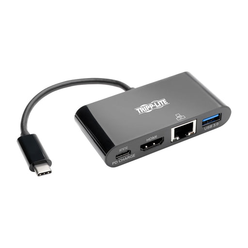 Tripp Lite USB C to HDMI Multiport Video Adapter Converter w/ USB-A Hub, USB-C PD Charging, Gigabit Ethernet Port, USB Type C to HDMI, USB Type-C - Docking station - USB-C - HDMI - GigE