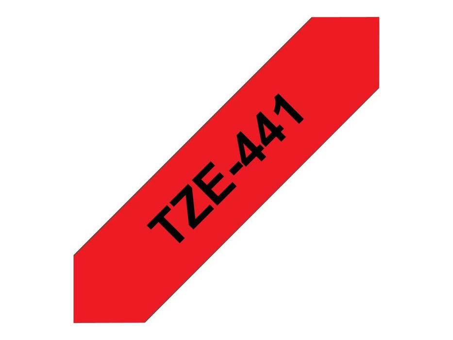 Best Value Brother TZe-441 Labelling Tape Cassette, 18 mm (W) x 8 m (L), Laminated, Brother Genuine Supplies - Black on Red