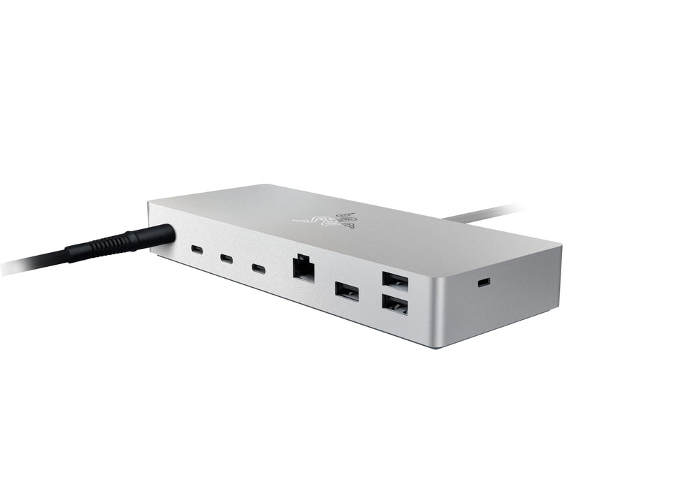 Razer Thunderbolt 4 Dock Chroma Premium Hub with RGB Lighting for Windows and Mac Mercury White