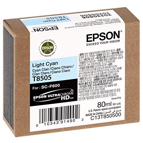 Epson T8505 - 80 ml - light cyan - original - ink cartridge - for SureColor P800, P800 Designer Edition, SC-P800