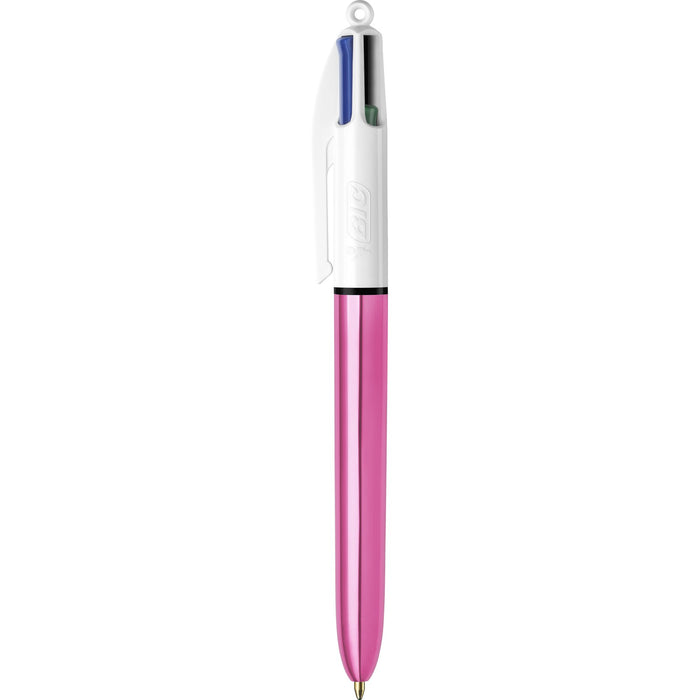 Best Value BIC 4 Colours Shine Ballpoint Pens - Metallic Pink Body, Box of 12