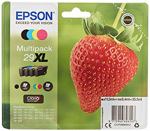 Best Value Epson 235M138 Claria Home Ink 29 X-Large High Capacity Strawberry Ink Cartridge, Pack of 4, Amazon Dash Replenishment Ready