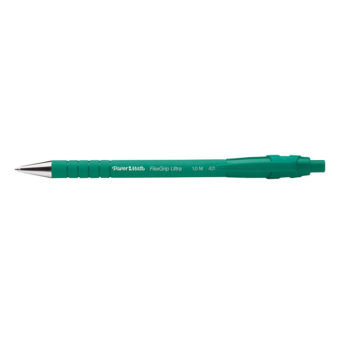 Best Value PaperMate Medium Point (1.0 mm) Flexgrip Ultra Retractable Ballpoint Pen, Green, Box of 12