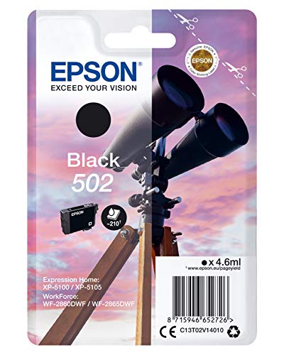 Epson 502 - 4.6 ml - black - original - blister - ink cartridge - for Expression Home XP-5100, XP-5105, WorkForce WF-2860, WF-2860DWF, WF-2865DWF