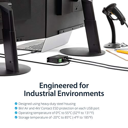 StarTech.com 4-Port Industrial USB 2.0 Hub with ESD Protection - Mountable - Multiport Hub (ST4200USBM)