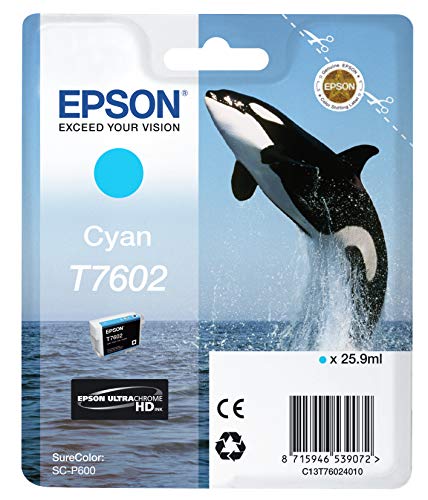 Epson T7602 - 26 ml - cyan - original - blister - ink cartridge - for SureColor P600, SC-P600