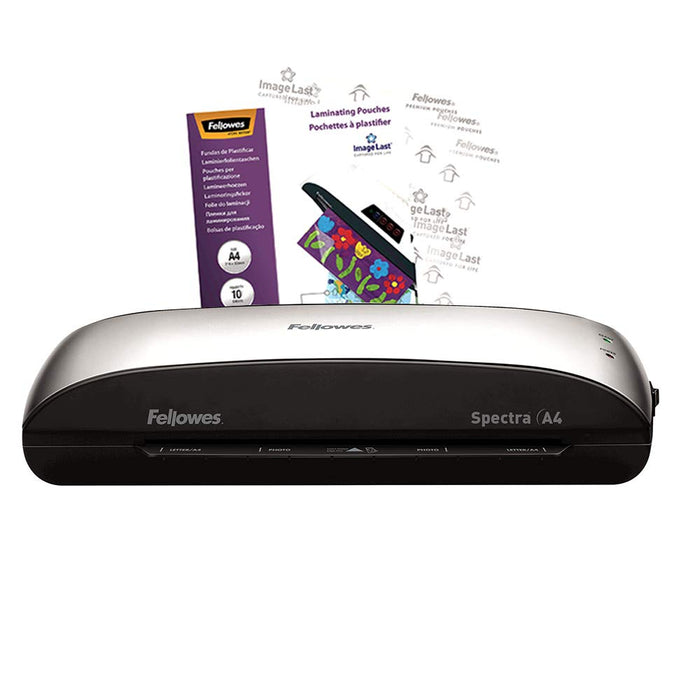 Best Value Fellowes Spectra A4 Home Office Laminator, 80-125 Micron, Including 10 Free Pouches, Silver