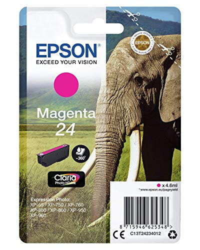 Epson 24 - 4.6 ml - magenta - original - ink cartridge - for Expression Photo XP-55, 750, 760, 850, 860, 950, 960, 970, Expression Premium XP-750, 850