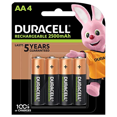 Duracell Rechargeable AA 2500 mAh Batteries Ideal for Xbox Controller, Pack of 4