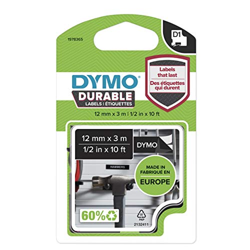 DYMO D1 - Self-adhesive - white on black - Roll (1.2 cm x 3 m) 1 roll(s) label tape - for LabelMANAGER 100, 150, 160, 200, 210, 220, 260, 280, 300, 360, 420, 450, MobileLabeler