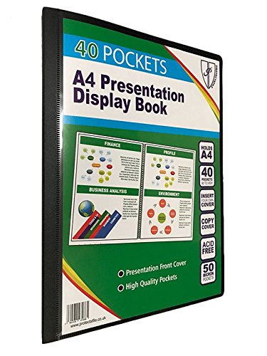 Best Value Tiger 300933 40 A4 Pocket Presentation Display Book - Black