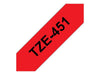 Best Value Brother TZe-451 24 mm (W) x 8 m (L) Labelling Tape Cassette Laminated Brother Genuine Supplies - Black on Red