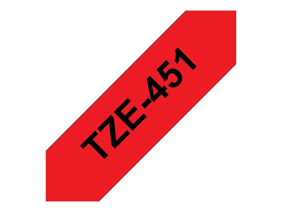 Best Value Brother TZe-451 24 mm (W) x 8 m (L) Labelling Tape Cassette Laminated Brother Genuine Supplies - Black on Red