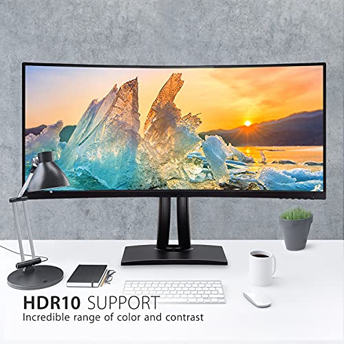 ViewSonic ColorPro VP3881a - LED monitor with KVM switch - curved - 1 ports - 38" (37.5" viewable) - 3840 x 1600 WQHD+ @ 60 Hz - IPS - 300 cd/m² - 1000:1 - HDR10 - 5 ms - 2xHDMI, DisplayPort, USB-C - speakers