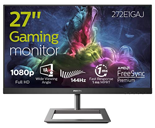 Philips E-line 272E1GAJ - LED monitor - 27" - 1920 x 1080 Full HD (1080p) @ 144 Hz - VA - 350 cd/m? - 4000:1 - 1 ms - HDMI, DisplayPort - speakers - black/dark chrome textured