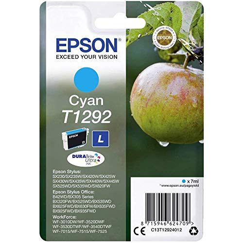 Epson T1292 - 7 ml - L size - cyan - original - blister - ink cartridge - for Stylus SX230, SX235, SX430, SX438, WorkForce WF-3010, 3520, 3530, 3540, 7015, 7515, 7525