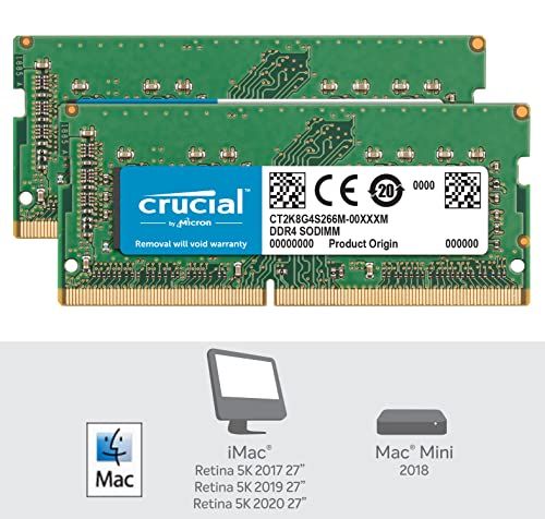 Crucial - DDR4 - kit - 16 GB: 2 x 8 GB - SO-DIMM 260-pin - 2666 MHz / PC4-21300 - CL19 - 1.2 V - unbuffered - non-ECC - for Apple iMac