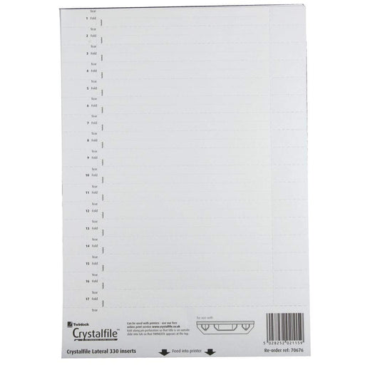 Best Value Rexel 70676 Crystalfile 300 Lateral File Tab Inserts Paper, Pack of 34, White