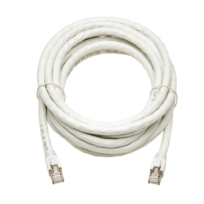 Tripp Lite Cat8 25G/40G-Certified Snagless S/FTP Ethernet Cable (RJ45 M/M), PoE, White, 15 ft. - Patch cable - RJ-45 (M) to RJ-45 (M) - 4.572 m - S/FTP - CAT 8 - snagless, solid - white