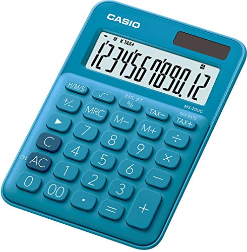 Casio Blue 12 Digit Calculator MS-20UC-BU-W-EC