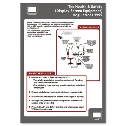 Best Value Stewart Superior Health and Safety Poster Laminated Display Screen Equipment H420xW595mm Ref HS018