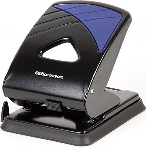 Best Value Heavy Duty Hole Punch Super Strong All Metal Design (40 Sheets), Extra Leverage Soft Grip Handle and Anti-Slip Base, Modern & Stylish Blue/Black