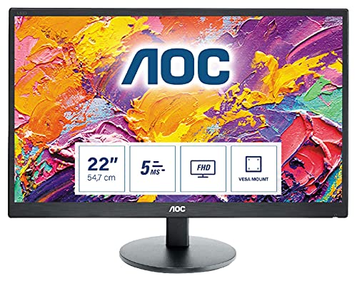 LED monitor - 21.5" - 1920 x 1080 Full HD (1080p) - TN - 200 cd/m2 - 5 ms - DVI-D, VGA - black