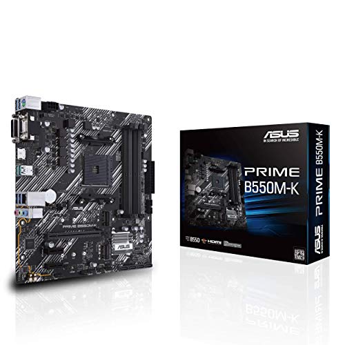 ASUS PRIME B550M-K - Motherboard - micro ATX - Socket AM4 - AMD B550 - USB 3.2 Gen 1, USB 3.2 Gen 2 - Gigabit LAN - onboard graphics (CPU required) - HD Audio (8-channel)