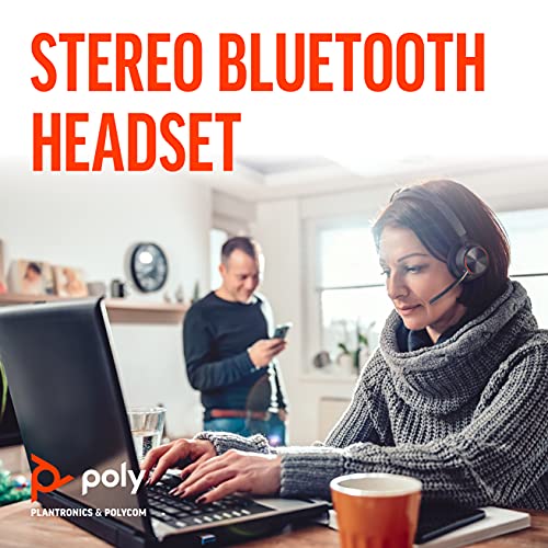 Poly Voyager Focus 2 UC Stereo Bluetooth 5.1 USB A Headset with Charging Stand SoundGuard DIGITAL ANC Mode Boom Microphone