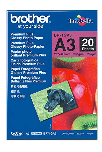 Brother Innobella Premium Plus BP71GA3 - Glossy - A3 (297 x 420 mm) - 260 g/m - 20 sheet(s) photo paper - for Brother HL-J6000, MFC-J3530, J3930, J5630, J6580, J6583, J6980, J6983, J6995, J6997, J6999