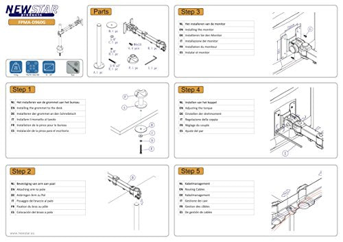 NewStar Full Motion Desk Mount (grommet) for 10-30" Monitor Screen, Height Adjustable - Black - Desk mount for LCD display (adjustable arm) - black - screen size: 10"-30"