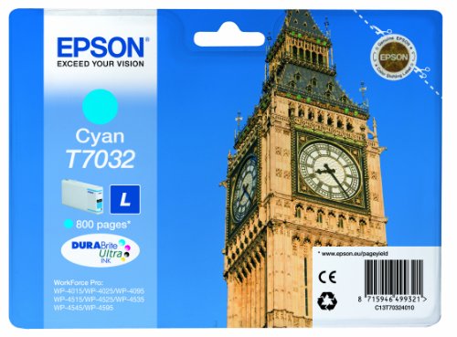 Epson T7032 - L size - cyan - original - blister - ink cartridge - for WorkForce Pro WP-4015, WP-4025, WP-4095, WP-4515, WP-4525, WP-4535, WP-4545, WP-4595