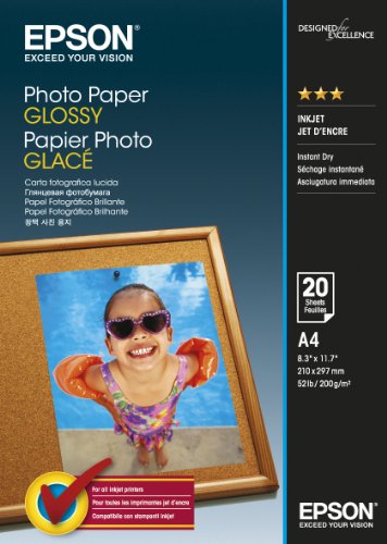 Epson - Glossy - A4 (210 x 297 mm) - 200 g/m - 20 sheet(s) photo paper - for EcoTank ET-2750, 4750, SureColor P706, SC-T5160, WorkForce WF-7845, WorkForce Pro WF-C5790