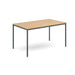 Dams International Rectangular Meeting Room Table with Oak Coloured MFC Top and Graphite Frame Flexi 1400 x 800 x 725 mm