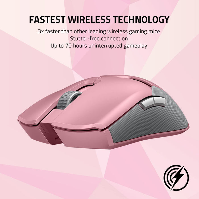 Razer Viper Ultimate 20000 DPI Optical Gaming Mouse and Dock Quartz Pink