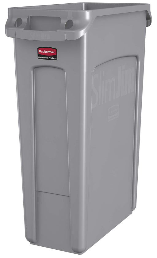 Best Value Rubbermaid Commercial Products FG354060GRAY Plastic Products Vented Slim Jim Rubbish Bin Waste Receptacle, 87 Litres, Grey