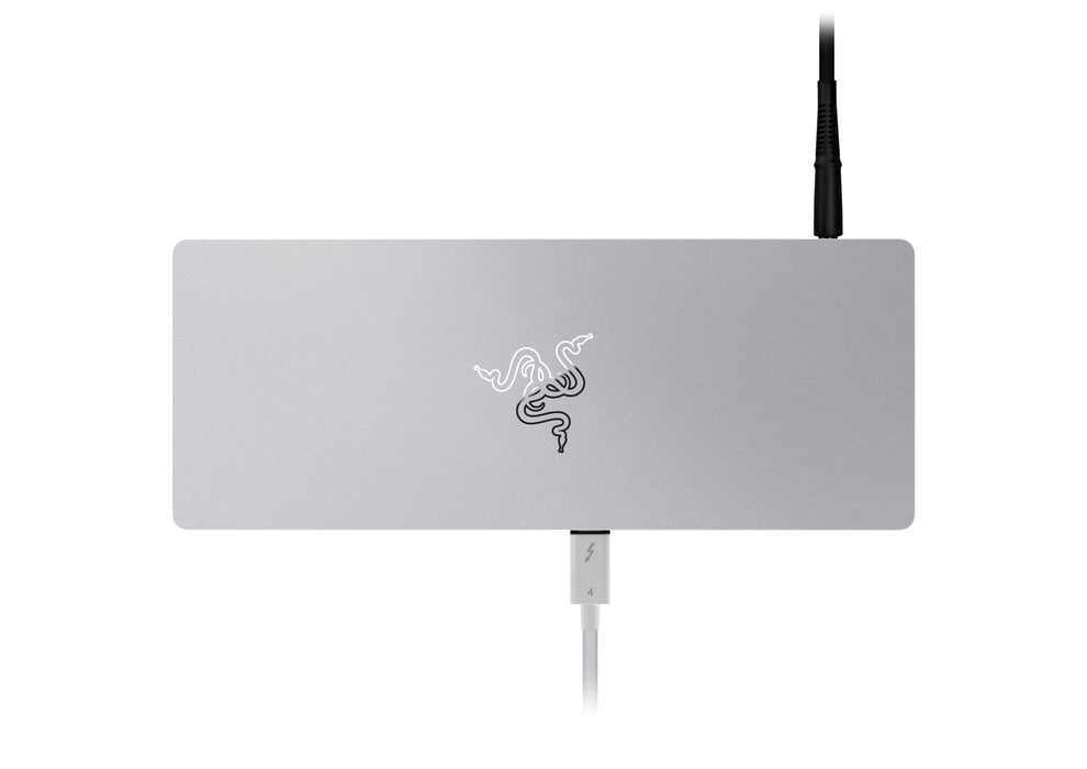 Razer Thunderbolt 4 Dock Chroma Premium Hub with RGB Lighting for Windows and Mac Mercury White