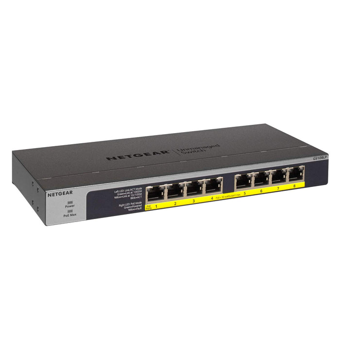 Best Value NETGEAR 8-Port Gigabit Ethernet PoE Network Switch, Hub, Internet Splitter (GS108LP) - with 8 x PoE+ @ 60W Upgradeable, Desktop/Rackmount, and ProSAFE Lifetime Protection