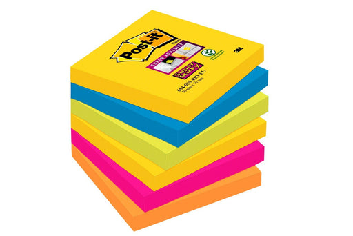 Best Value Post-it Notes 76 x 76 mm Super Sticky Notes Rio Colour Collection, Multicolor, 6 pads (90 sheets per pad)