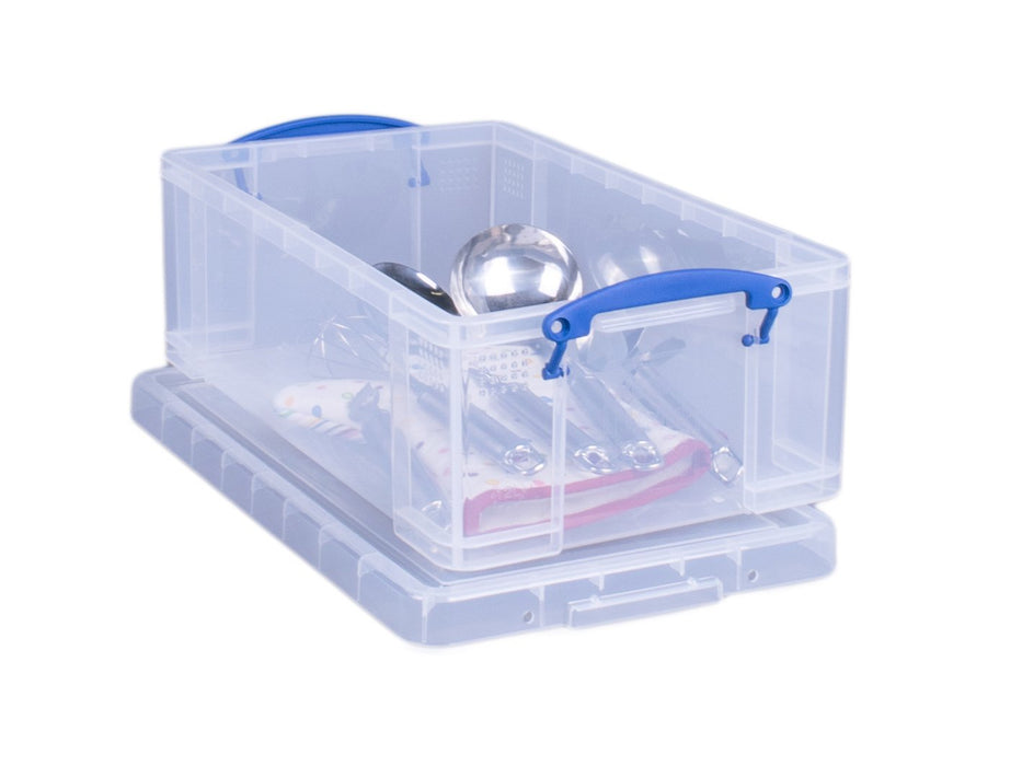 Best Value Really Useful Storage Box Plastic Lightweight Robust Stackable, 12 Litre - Clear