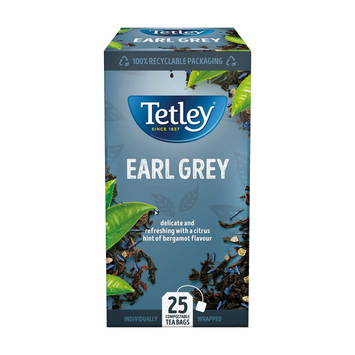 Tetley Earl Grey Tea Bags Individually Wrapped and Enveloped (Pack 25)