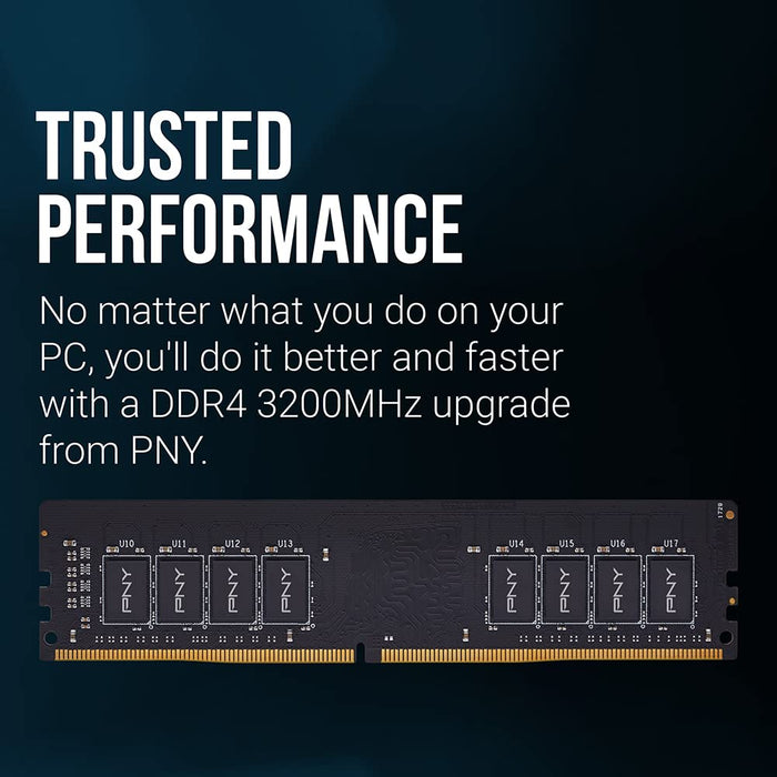 PNY - DDR4 - module - 8 GB - DIMM 288-pin - 3200 MHz / PC4-25600 - CL22 - 1.2 V - unbuffered - non-ECC