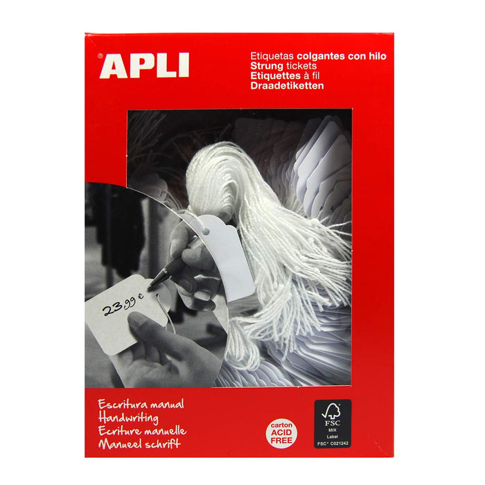 Best Value Apli 390 22 x 35 mm Value Strung Tickets - White (Pack of 500)