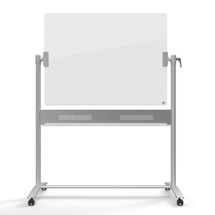 Best Value Nobo Glass Mobile Whiteboard with Horizontal Pivot (Flips Top to Bottom), Magnetic, 1200 x 900 mm, Includes Marker and Extra Strong Magnets, White, 1903943