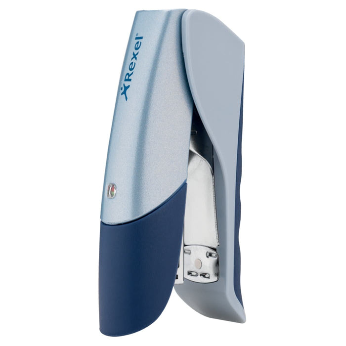 Best Value Rexel Gazelle Half Strip Stapler, 25 Sheet Capacity, Plastic Body, Blue and Silver, 2100011