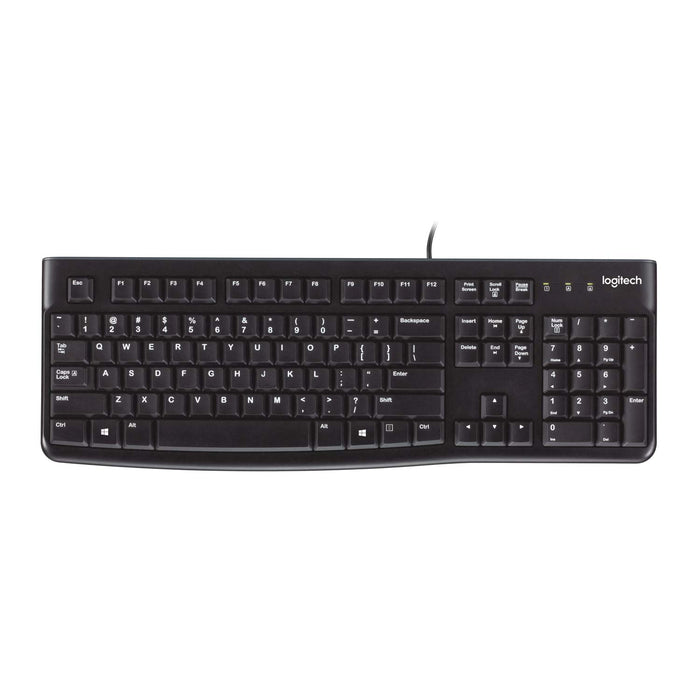 Best Value Logitech K120 Wired Keyboard for Windows, USB Plug-and-Play, Full-Size, Spill Resistant, Curved Space Bar PC/Laptop, QWERTY UK Layout - Black