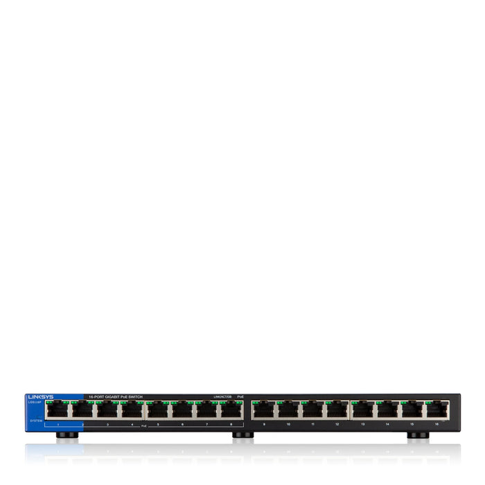 Best Value Linksys LGS116P Business 16 Port Desktop Gigabit Unmanaged Network Switch with 8 Port PoE+